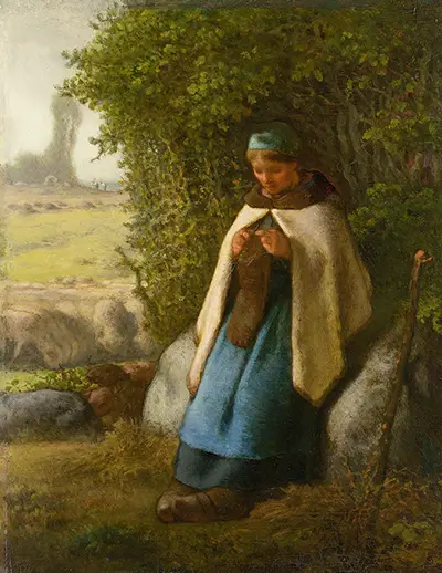 Shepherdess Seated on a Rock Jean-Francois Millet